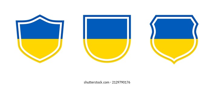 shields icon set with ukraine flag isolated on white background. vector illustration	