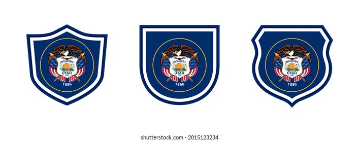 shields icon set with utah flag isolated on white background. vector illustration
