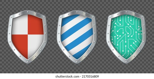 Shields icons collection. Logo isolated on transparent background. Vector illustration