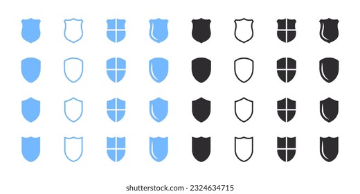 Shields icons set. Blue and black shields icons. Vector scalable graphics