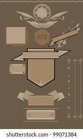 Shields, Labels And Banners, ribbons for holidays and celebrations. Vector illustration