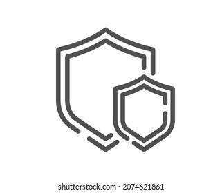 Shields line icon. Privacy secure sign. Safe defense symbol. Quality design element. Linear style shields icon. Editable stroke. Vector