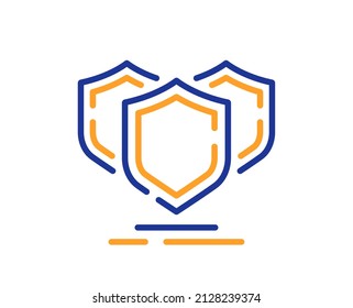 Shields line icon. Privacy secure sign. Safe defense symbol. Colorful thin line outline concept. Linear style shields icon. Editable stroke. Vector