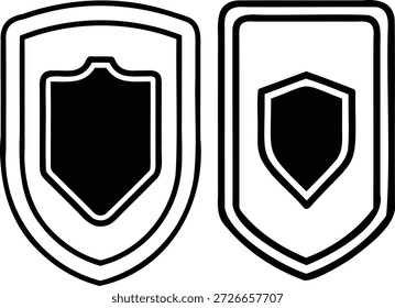 Protetor de escudos, conceito de segurança de segurança, símbolo emblema. Ícones de vetor de defesa de proteção. Segurança em primeiro lugar, segurança e guarda.