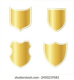 Shields with reflection in shiny gold frames set.