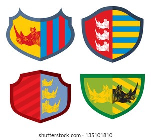 Shields with rhinoceros head, vector
