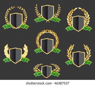shields with ribbons and laurels