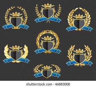 shields with ribbons and laurels