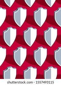 Shields seamless background, protection, antivirus or firewall, vector wallpaper or web site background.