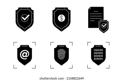 Schildet das Symbol für Sicherheit Symbol schwarz-weiß Vektorgrafik. Einzeln auf weißem Hintergrund