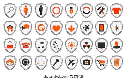 shields with symbols - set of design elements