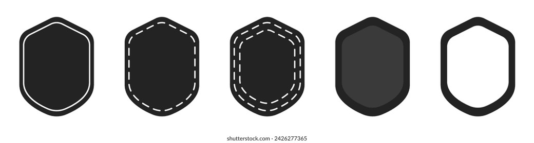 Shields vector icon set. Vector protection symbol. Blank template icons in the shape of a shield. Vector patch shield. Security system symbol. Vector illustration.