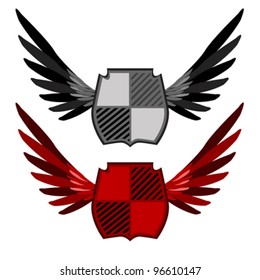 Shields with wings in different colours