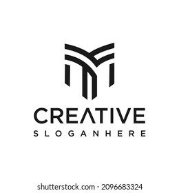 shield-shaped abstract letter m vector template logo