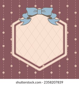 Shield-Shaped Label with Blue Ribbon on Maroon Background