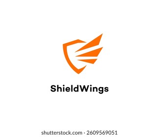 ShieldWings Logo Orange Wings, Protection, Security, Flight, Speed