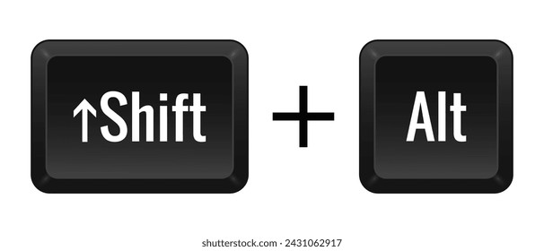 Shift Alt Key combination. Keyboard, control, computer, shortcut, laptop, functional, input device, peripheral, enter the text, typing, type, hotkeys, layout, language, qwerty. Vector illustration