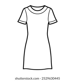 Shift Dress Line Art Illustration of a Simple Relaxed Design