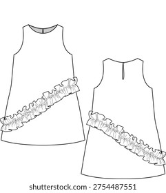 shift dress with ruffle asymmetric on front