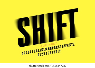 Shift font design, alphabet letters and numbers vector illustration