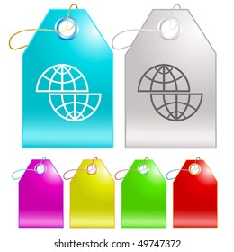 Shift globe. Vector tags.