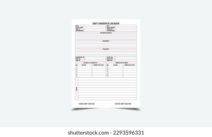 Shift Handover Log book kdp interior

