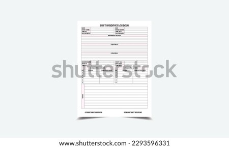 Shift Handover Log book kdp interior


