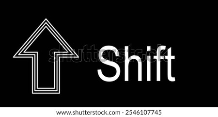 Shift Icon Keyboard Button Design. Collection of icons for web. Black and white outline shift button icon. Isolated vector sign symbol.