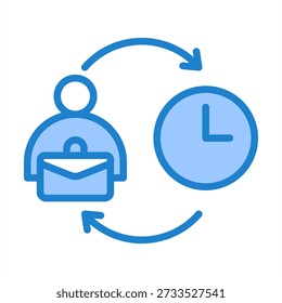 Icono de horario de cambio con color azul para la gestión de la producción