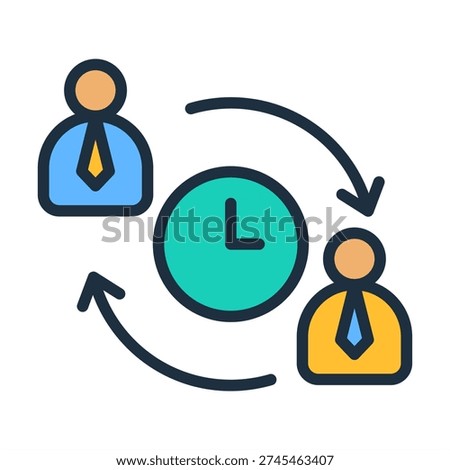 Shift Schedule Icon - Lineal Color Outline Icons For Human Resources Management