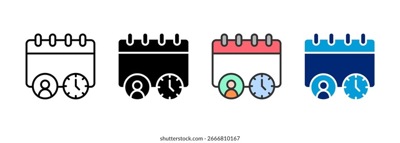 Ícone de Cronograma de Turno Definir Coleção de Vários Estilos