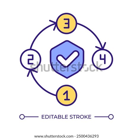 Shift security left RGB color icon. Project management, next steps. Strategic plan, priority. Software development. Isolated vector illustration. Simple filled line drawing. Editable stroke