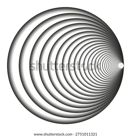 Shifted circle patterns. Abstract depth Vector. Professional radial frames. Clean white backgrounds.
