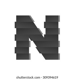 Shifted font, letter N
