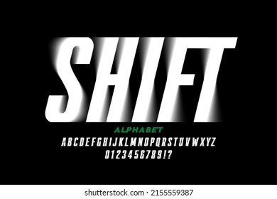 Shifted style font design, alphabet letters and numbers vector illustration