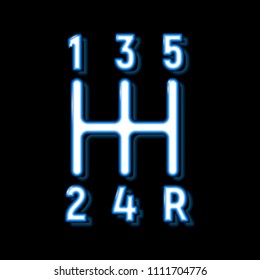 Shifter icon. Blue neon light. Vector illustration. Manual transmission