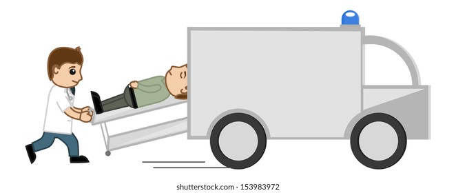 Shifting in Medical Van - Medical Cartoon Vector Character