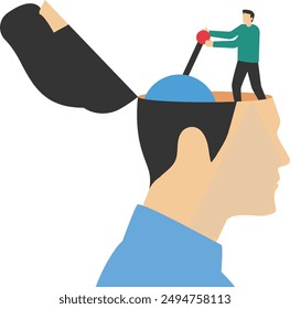 shifting or switch gear on human brain.flat vector illustration.

