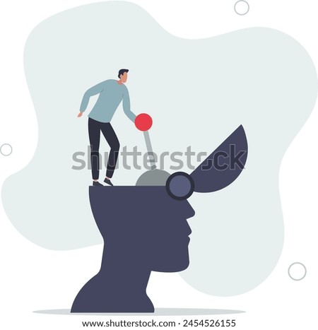shifting or switch gear on human brain.flat vector illustration.