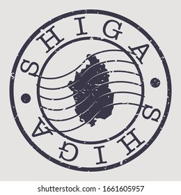 Shiga, Japan Stamp Postal. A Map Silhouette Seal. Passport Round Design. Vector Icon Design Retro Travel.