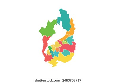 Shiga map isolated modern colorful style. for website layouts, background, education, precise, customizable, Travel worldwide, map silhouette backdrop, earth geography, political, reports. 