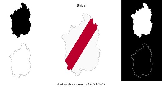 Conjunto de mapas esquemáticos de la prefectura de Shiga