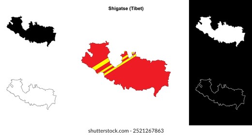 Shigatse blank outline map set