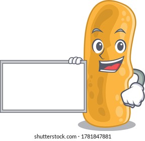 Shigella flexneri cartoon character design style with board