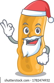 Shigella flexneri Santa cartoon character with cute ok finger