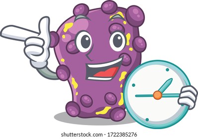 Shigella mascot design concept smiling with clock