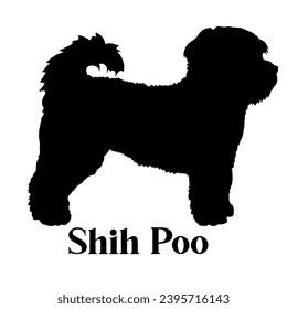 Shih Poo. Silueta de perro perro raza perro mongograma cara de perro vector