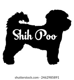 Shih Poo perro silueta perro razas logo perro monograma Vector