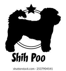 Shih Poo. silueta del perro, perro, razas de perro, logotipo, Vector, silueta, diseño del logotipo, animal, ilustración, icono, signo, diseño, negro, símbolo, mascota