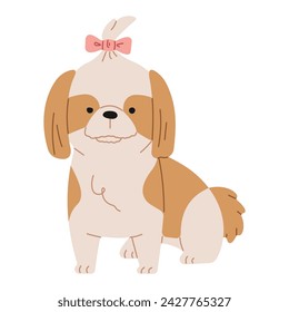 Shih Tzu 1 lindo sobre un fondo blanco, ilustración vectorial.